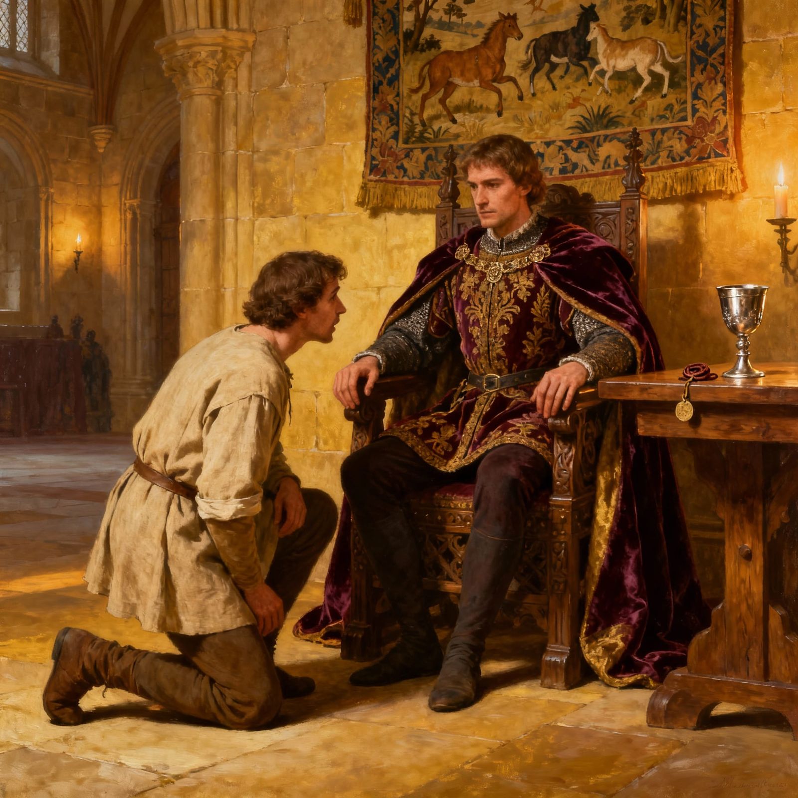 Medieval Servant Reports Urgent News to Prince's Cousin