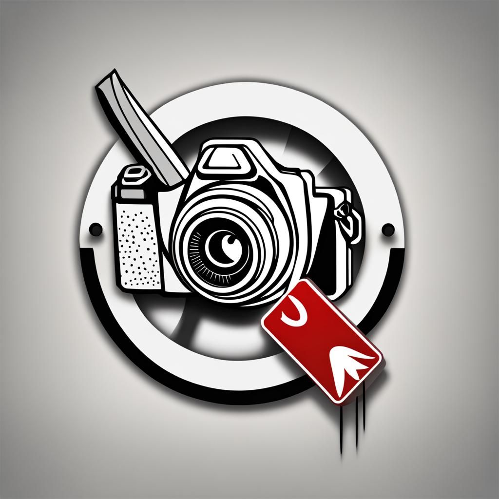 Modern Safety Symbol with Camera, Alarm, Machete