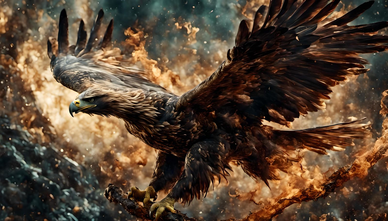 <lora:Mnemcore:1.0> <lora:Dreamshaper:1.0> an eagle flying t...