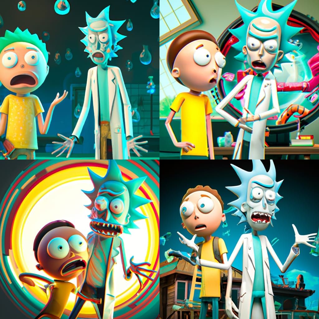 Rick and Morty in Pixar-Style 3D Digital Art