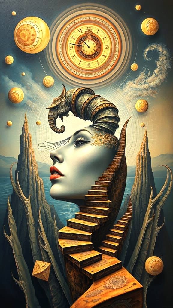 Surreal Woman in Melting Landscape