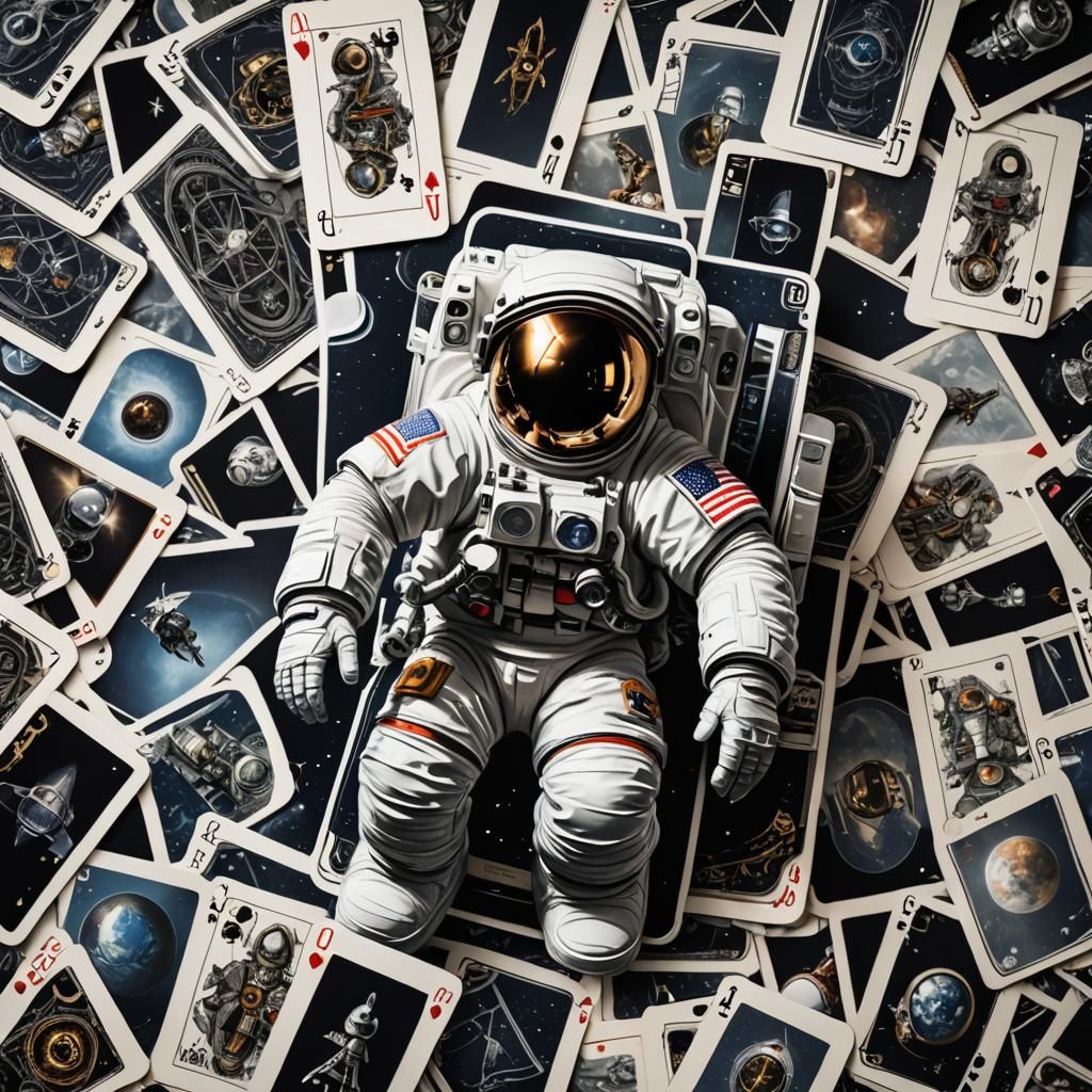 Astronaut Playing Card Deck: Hyperrealistic 64 Megapixel Ima...