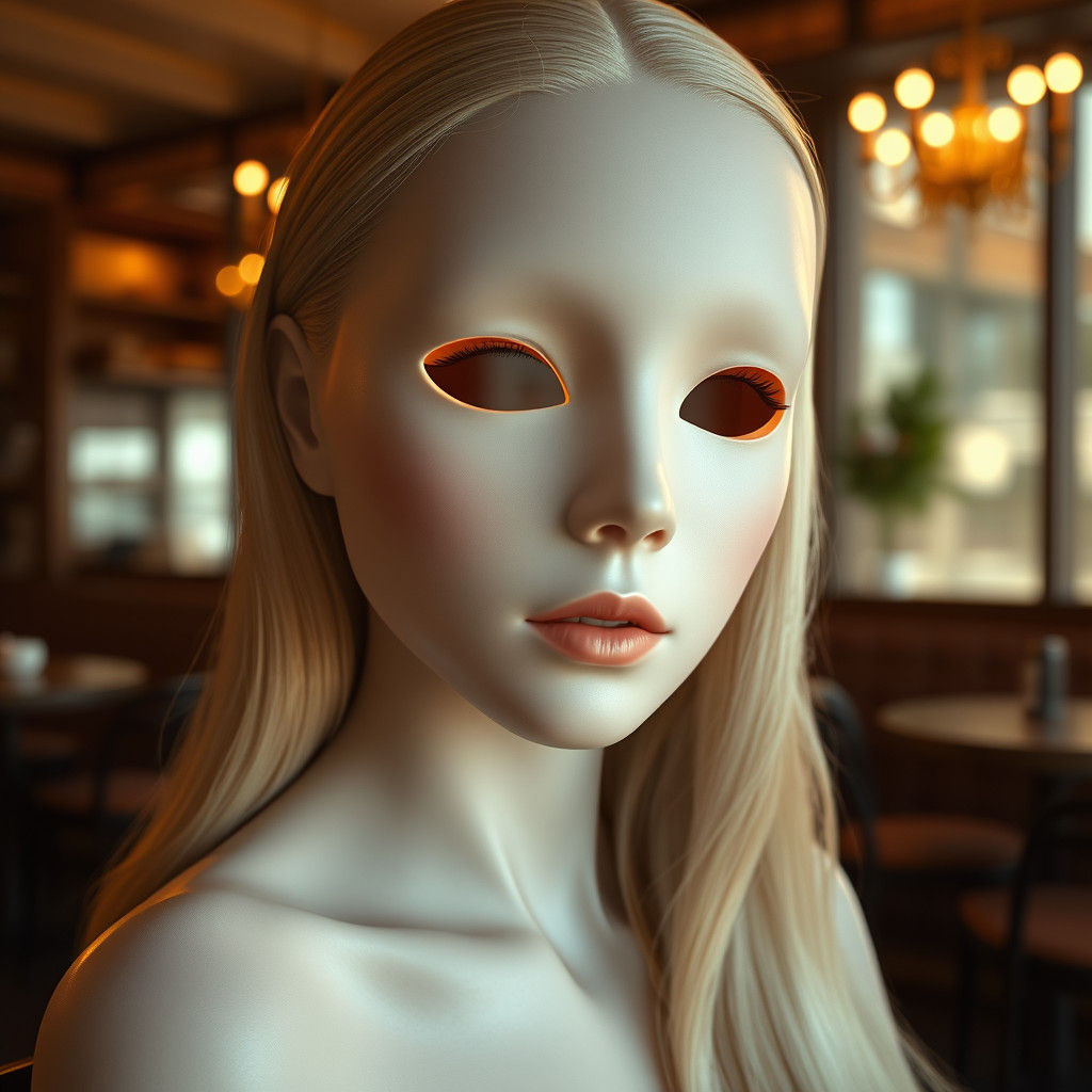 Ethereal Blonde Woman Mask in Art Nouveau Style