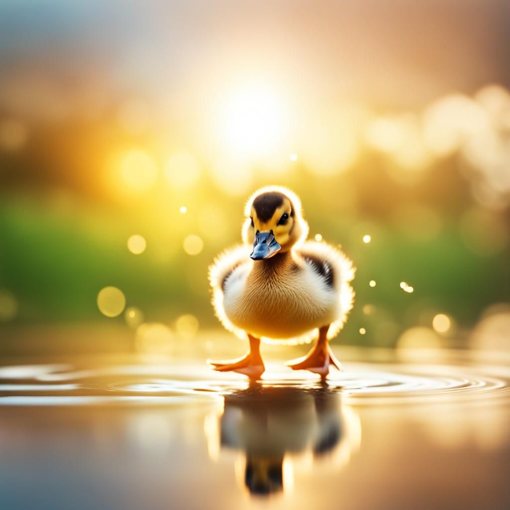 Adorable Duckling Leaping in Divine Sunshine