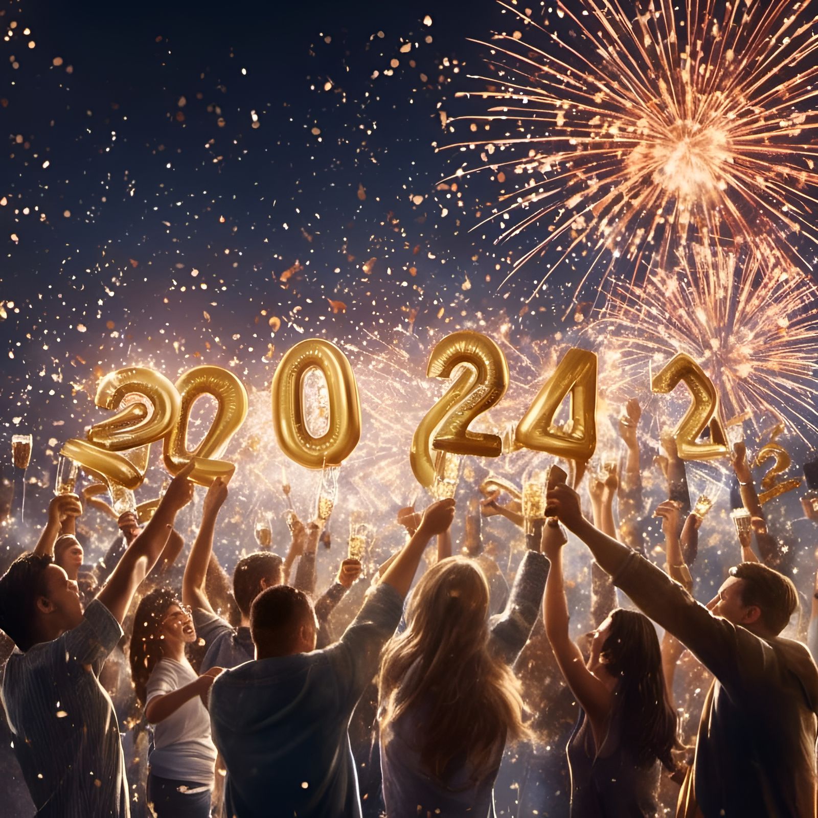 New Year 2024 Celebration with Fireworks