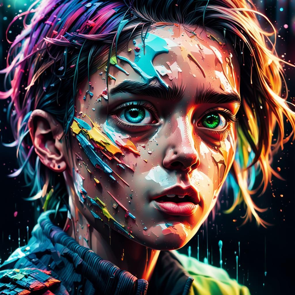 Hyperrealistic Glitch Art with Intricate Detail