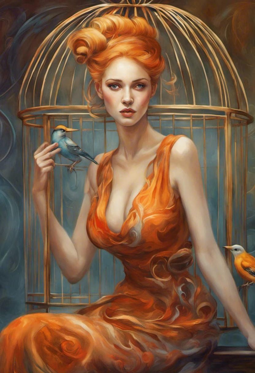 Timescape; modern woman painted with van Gogh style elements.