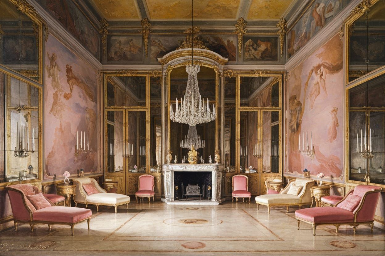 Classical Salon in Bouguereau Style with Fireplace