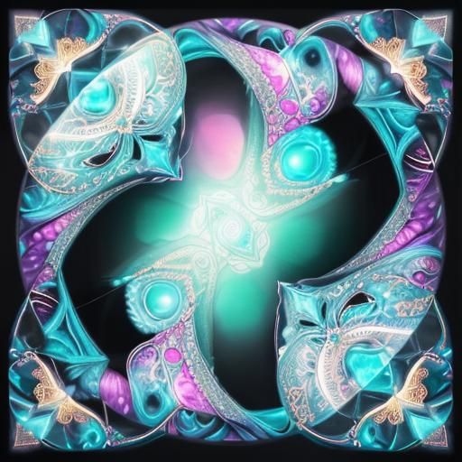 Luminous Gemstone Teacup in Abstract Optical Illusion