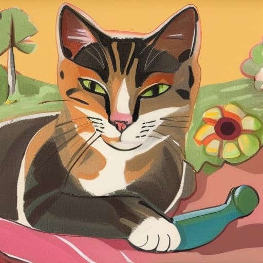 Contented Cat Basking in Sunlight