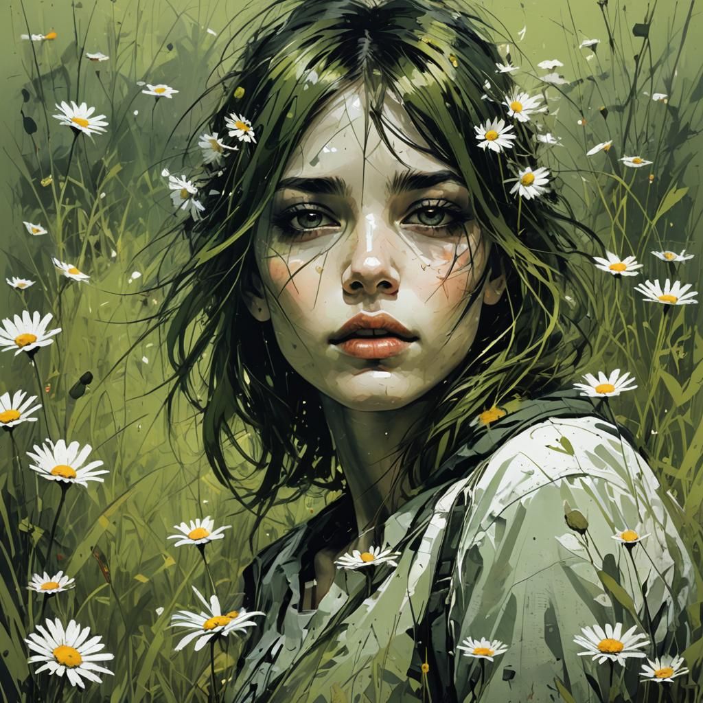 Dreamy Meadow Scene under Willow Tree: Impressionistic Style