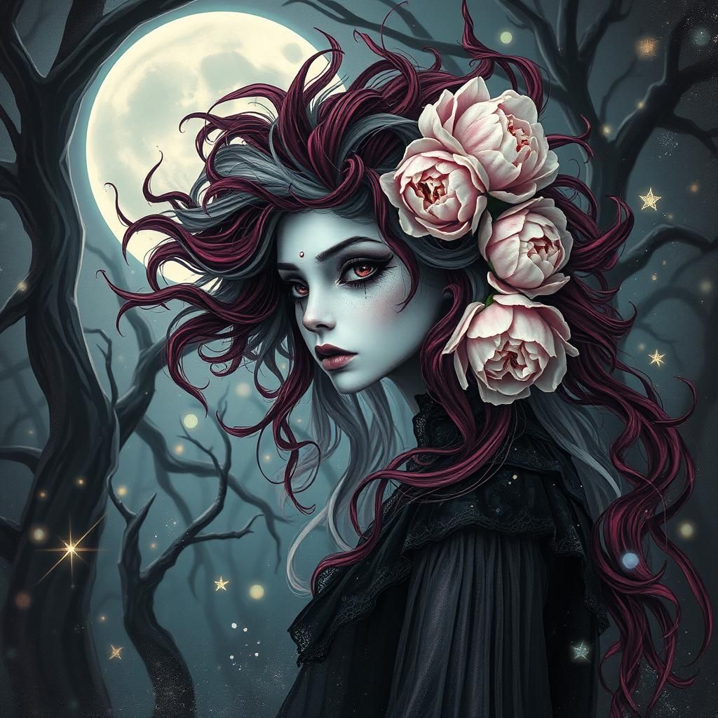 Ethereal Gothic Wraith in Mystical Moonlight