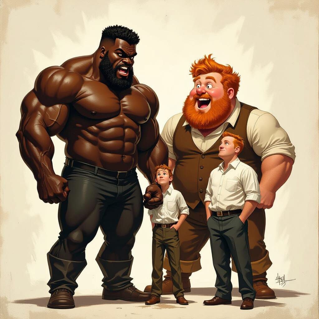 Intimidating Black Man, Startled Companion, and Laughing Gin...