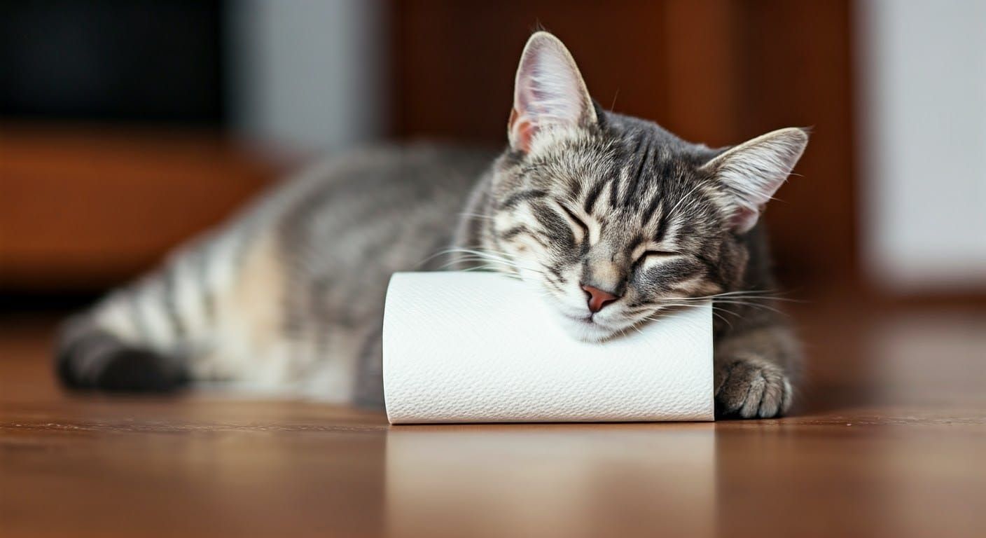 Grey Mau Cat Finds Comfiest Pillow Ever