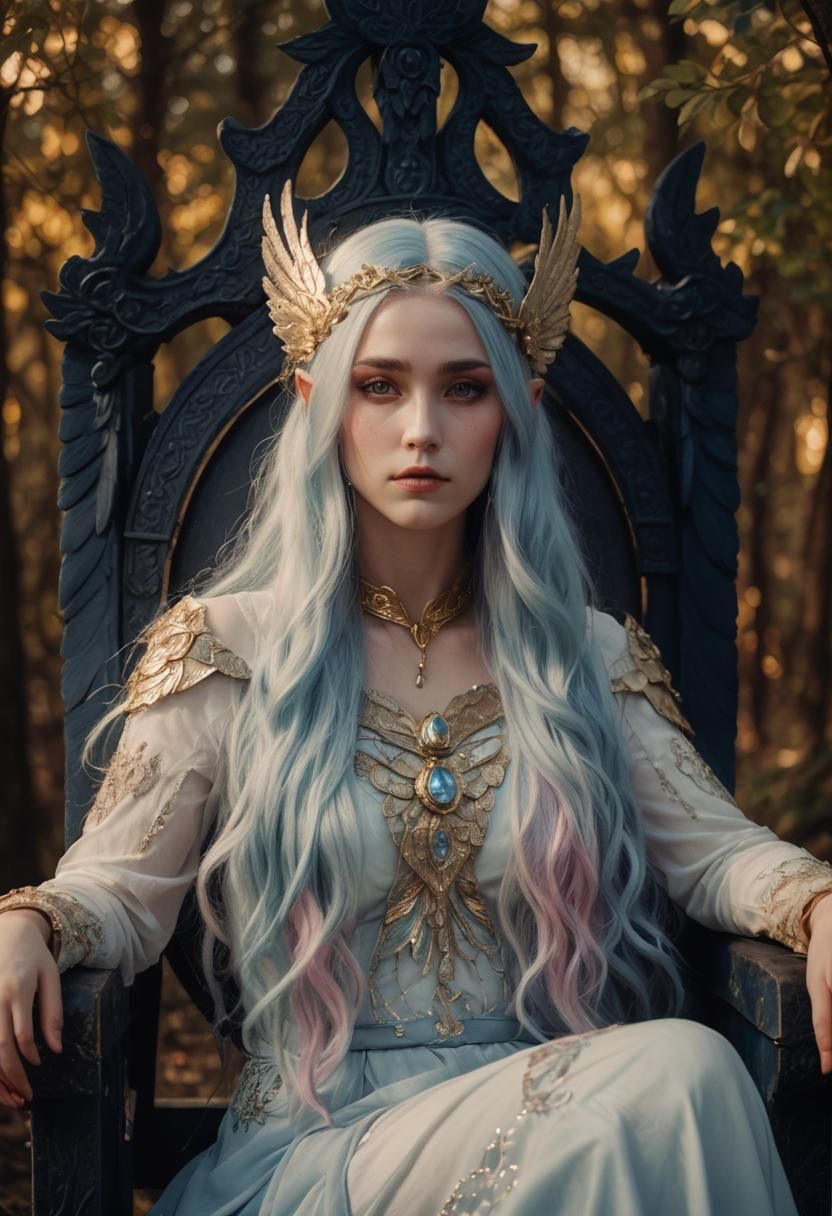 Ethereal Goddess with Angel Wings and Halo