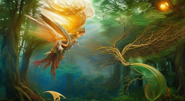 Detailed Energy Map with Forest Animals, Watercolor Art