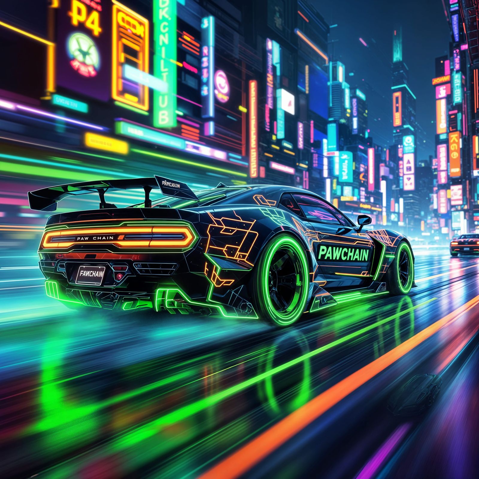 Neon Hypermuscle Car on Cybertron-like Planet