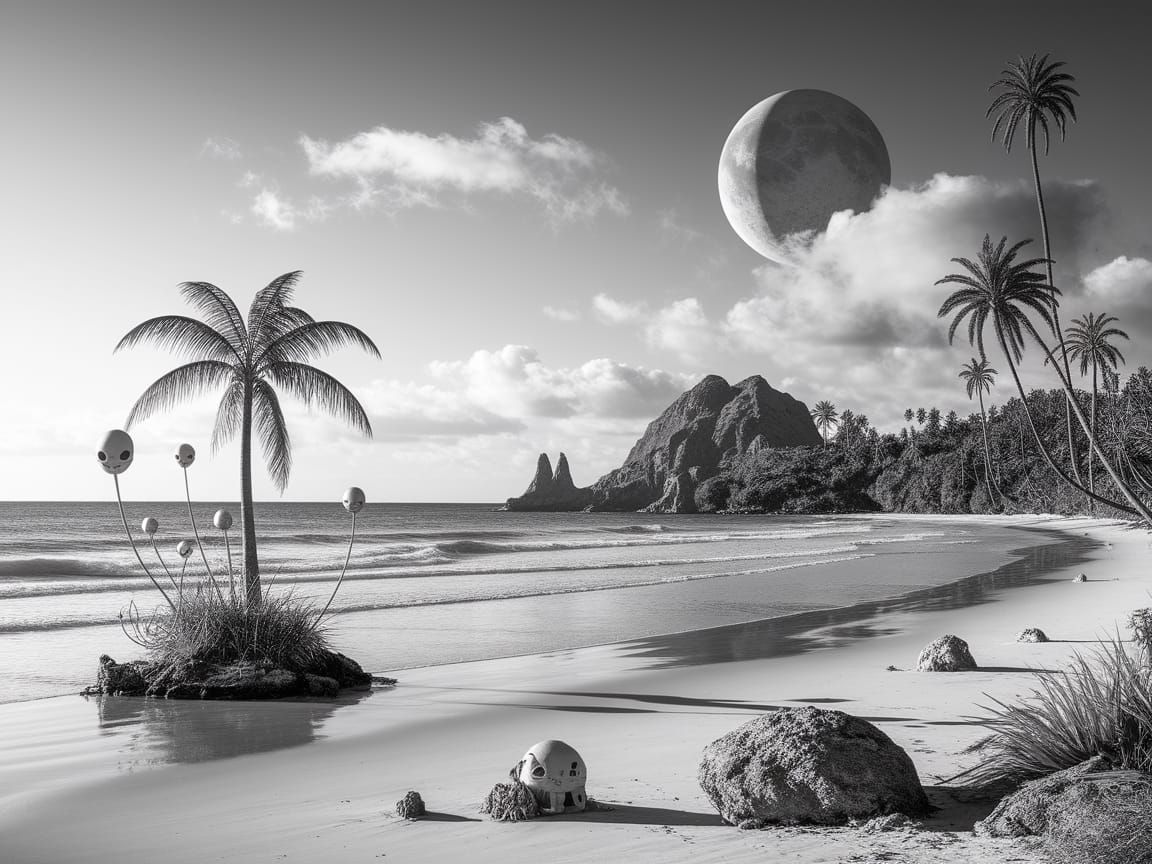 Surreal Extraterrestrial Beach Landscape in Hyperrealism Sty...