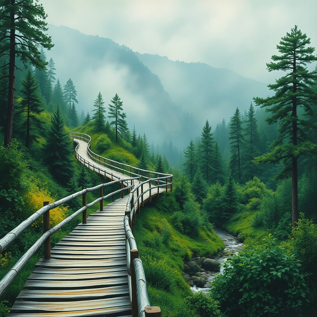 Dreamy Impressionist Forest Landscape in Vibrant Hues