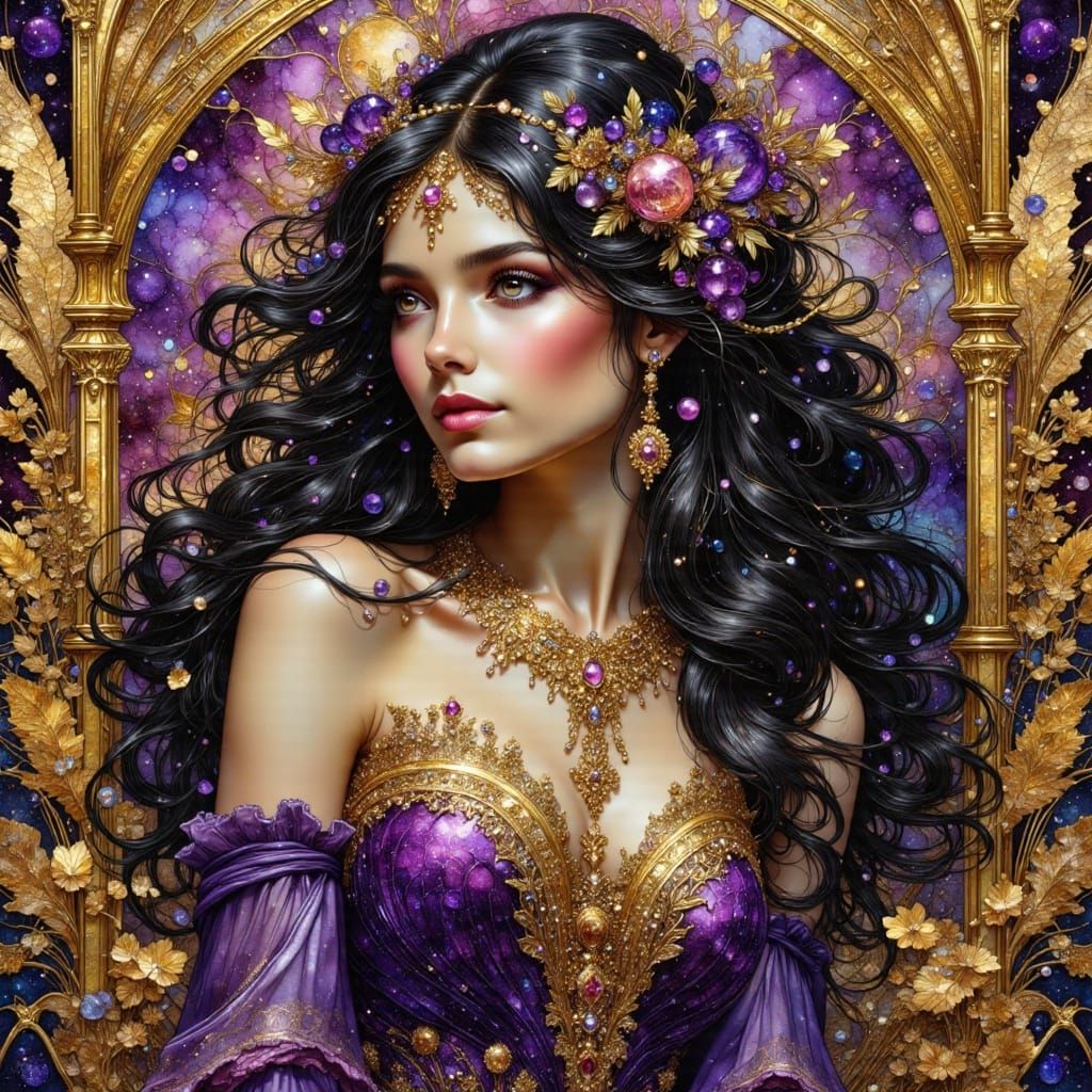 Gothic Art Nouveau Portrait of a Woman