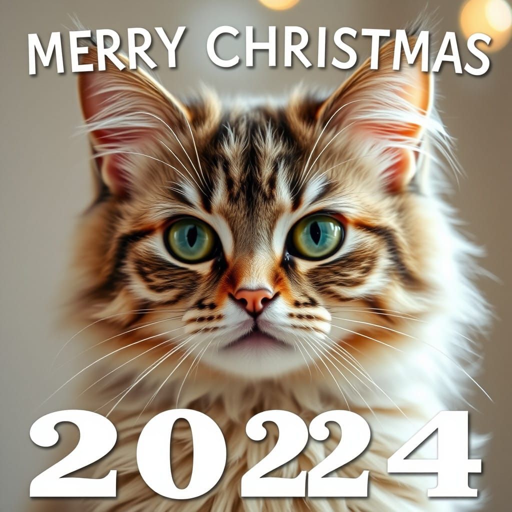 Neon Christmas 2024 Greeting Card in Retro Style
