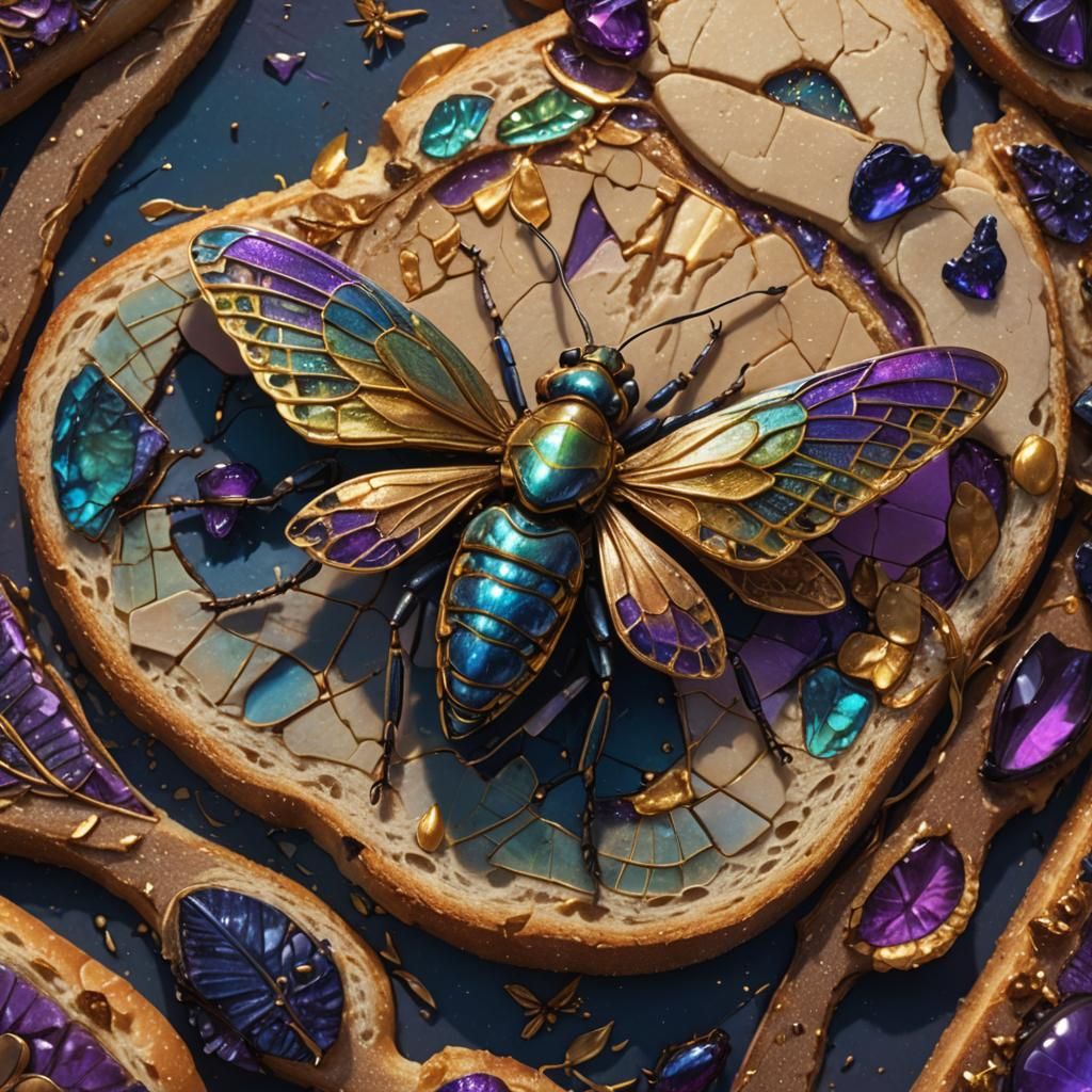 Magnificent Insect on Bread: Fantasy Concept Art