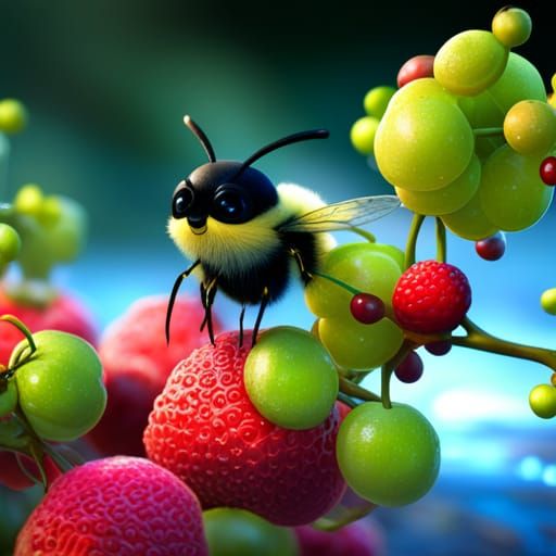 Bumblebees and Fruits in Holographic Astral Style