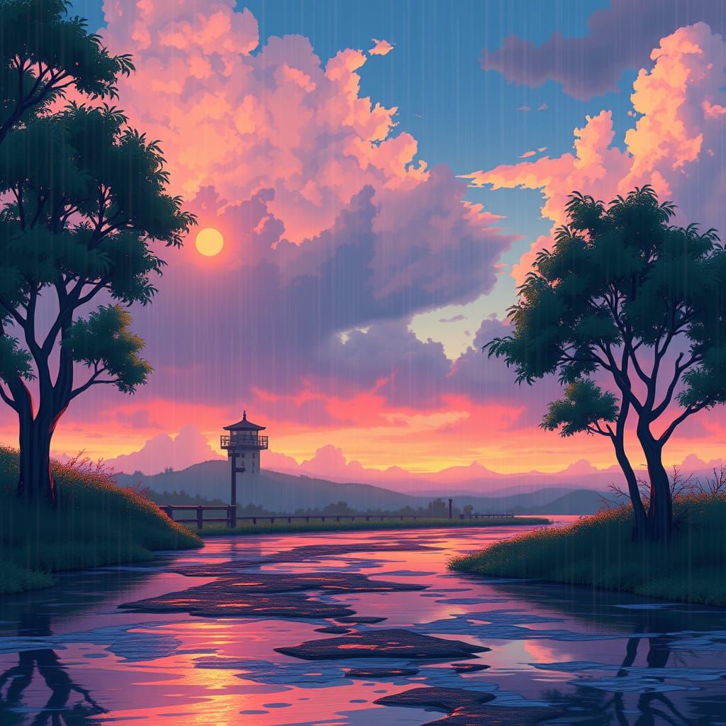 Surreal Anime Landscape Captured in Vibrant 8k Resolution