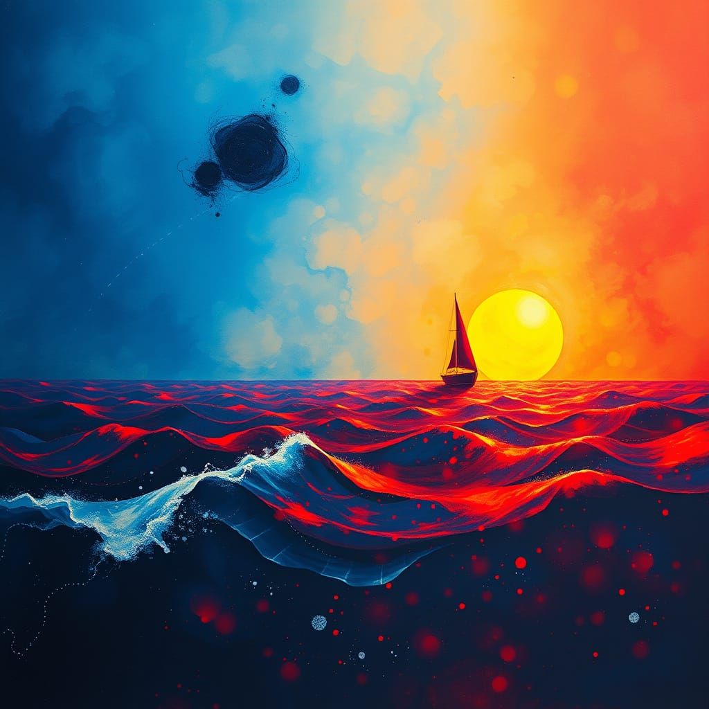 Abstract Oceanic Sunset in Impressionistic Style