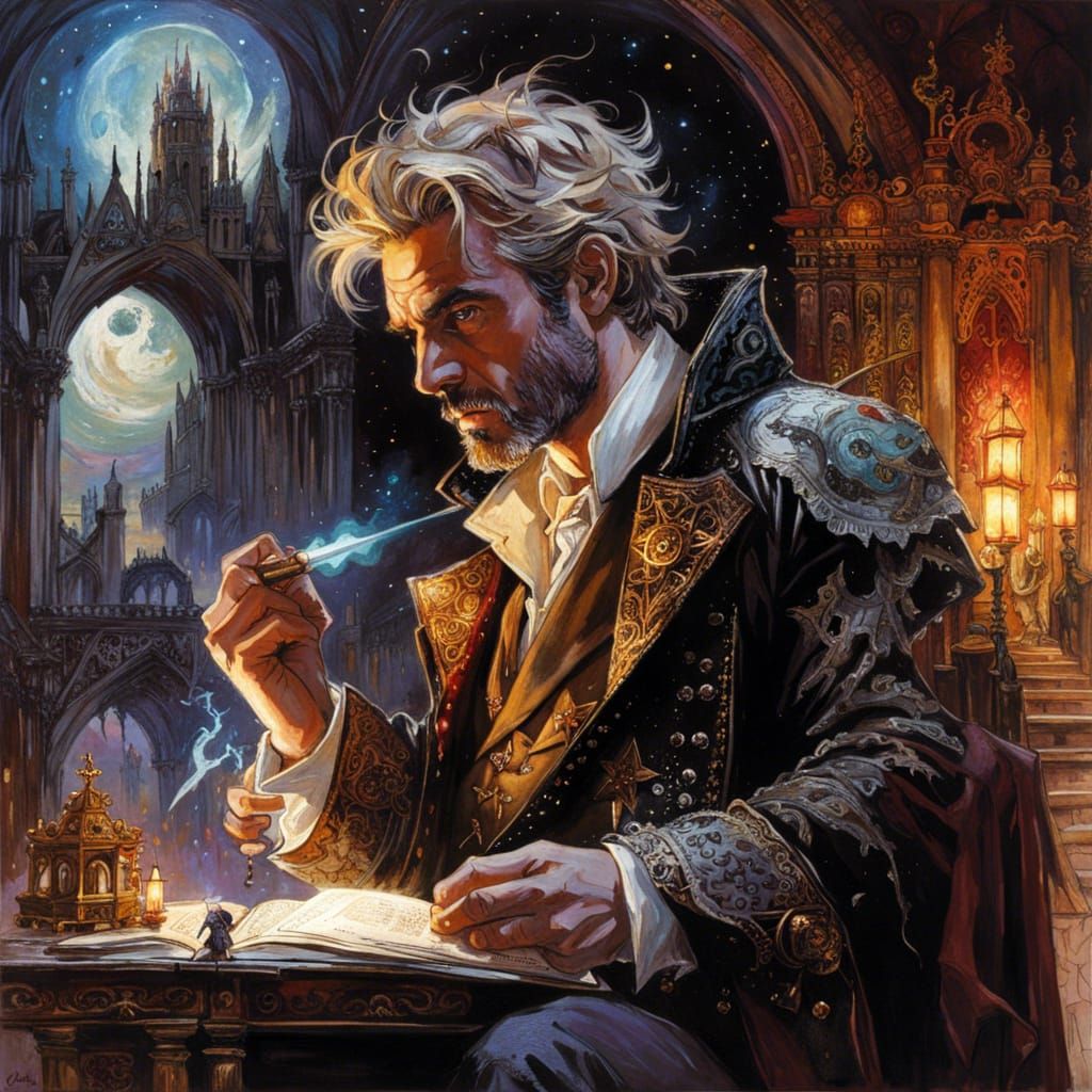 John Constantine in Medieval Palace: Dark Fantasy Art
