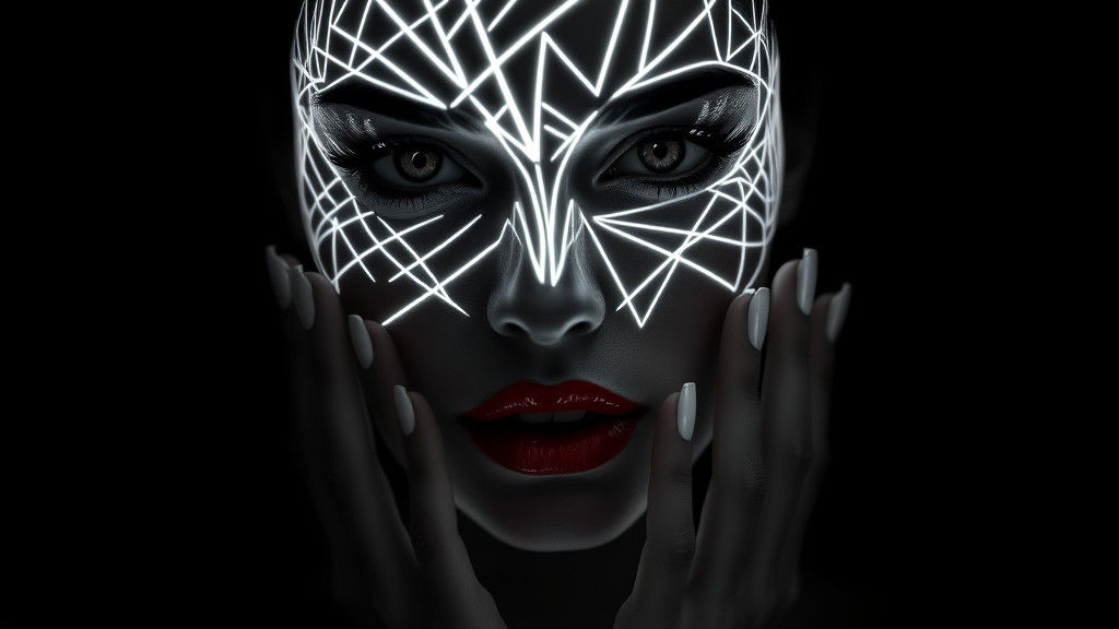 Geometric Monochrome Portrait in Chiaroscuro Style