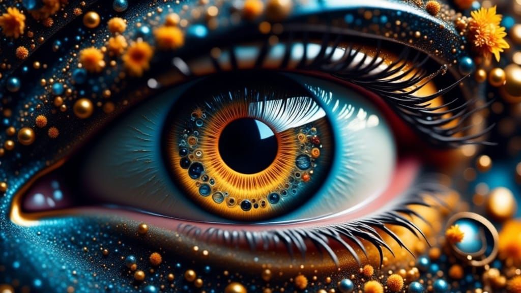 Dog Friends Reflected in Eye at Dawn