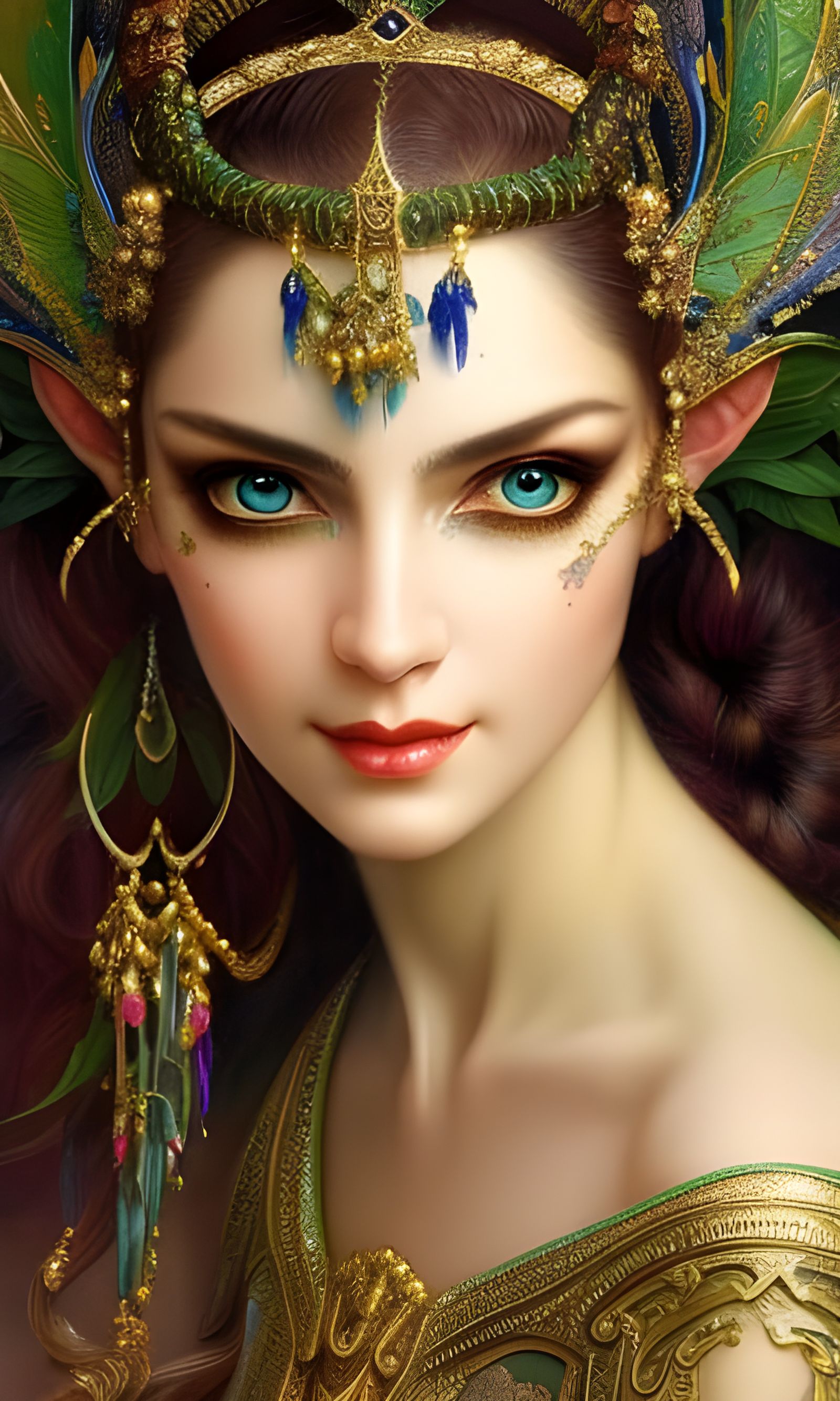 Detailed Elf Portrait in Classical Art Style