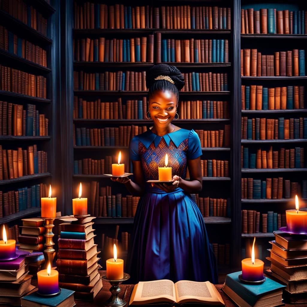 Hyperrealistic Portrait of Girl with Candles