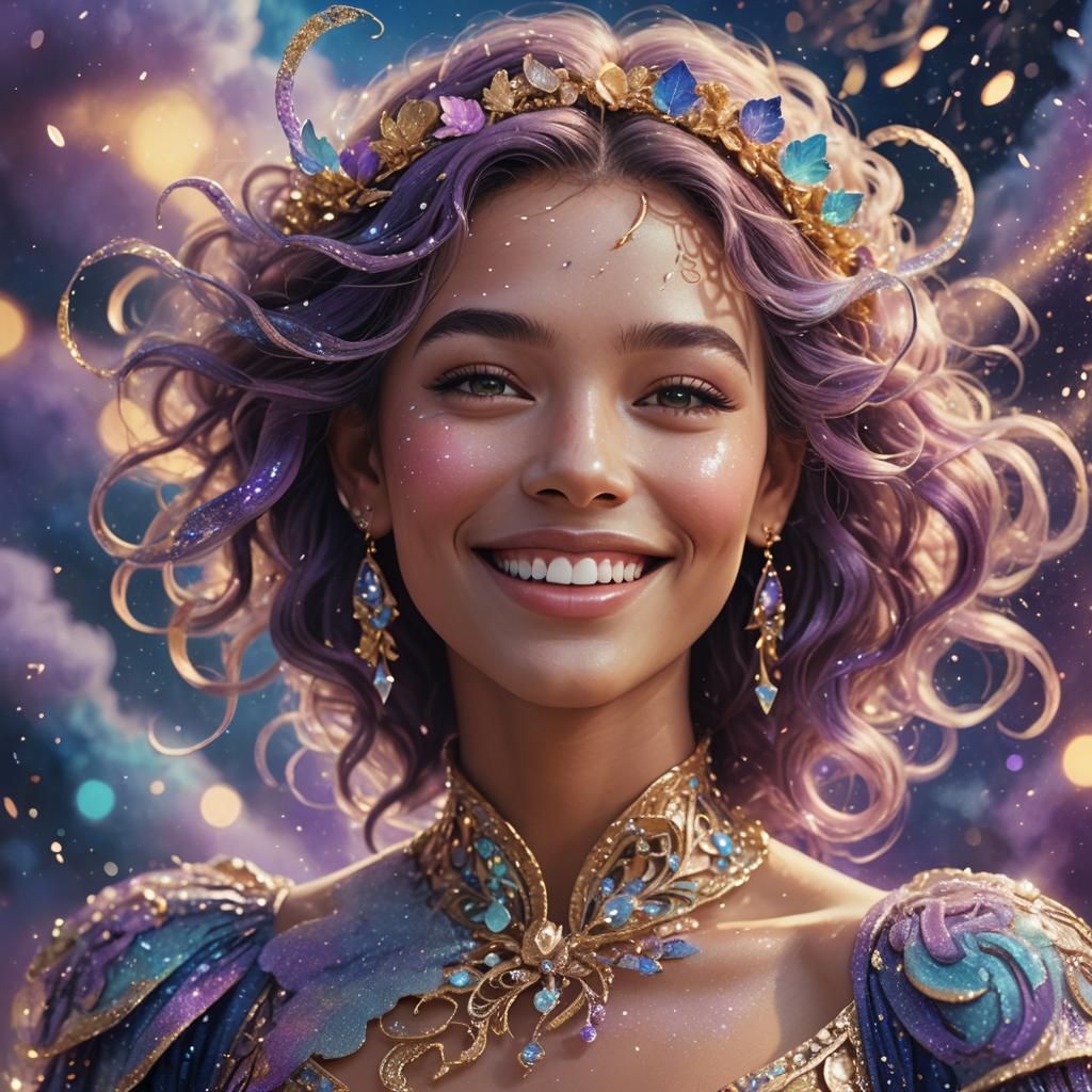 Glittering Pastel Woman in Dreamlike Fantasy Art