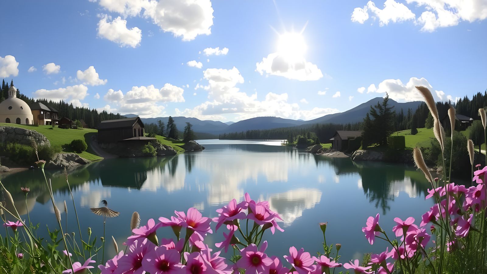 Serene Landscape in Watercolor Style