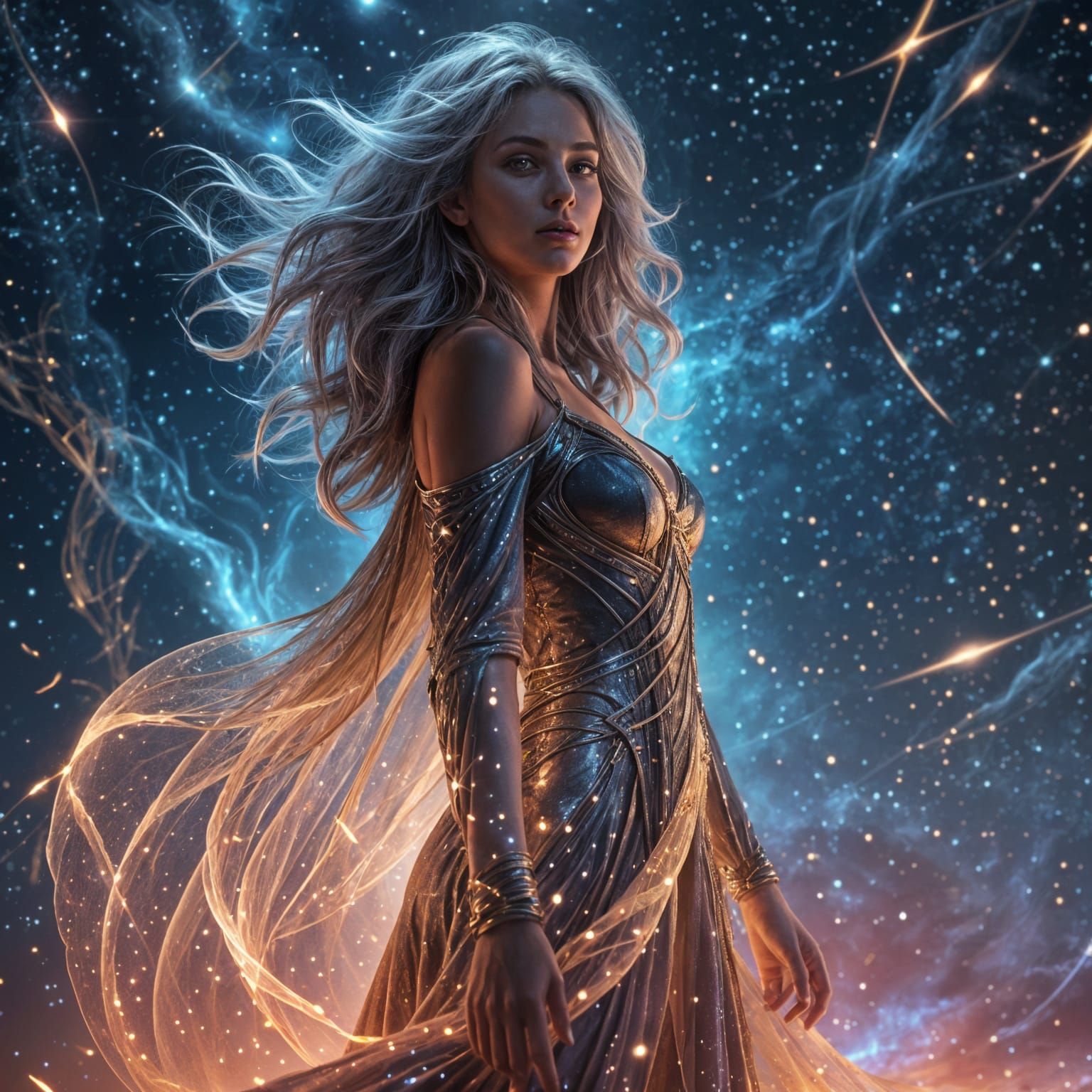 Celestial Sorceress in Ethereal Splendor