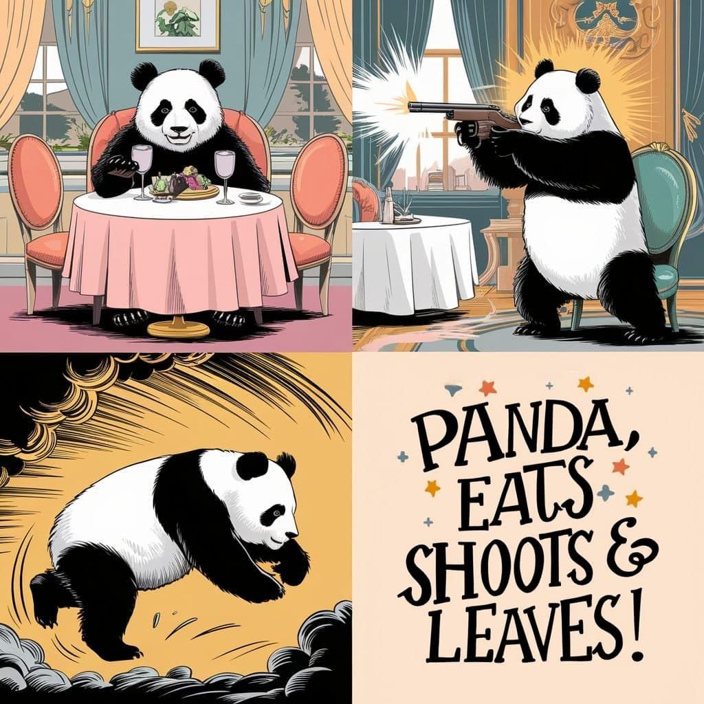 Panda Signs Eats Shoots and Leaves in Humorous Manner