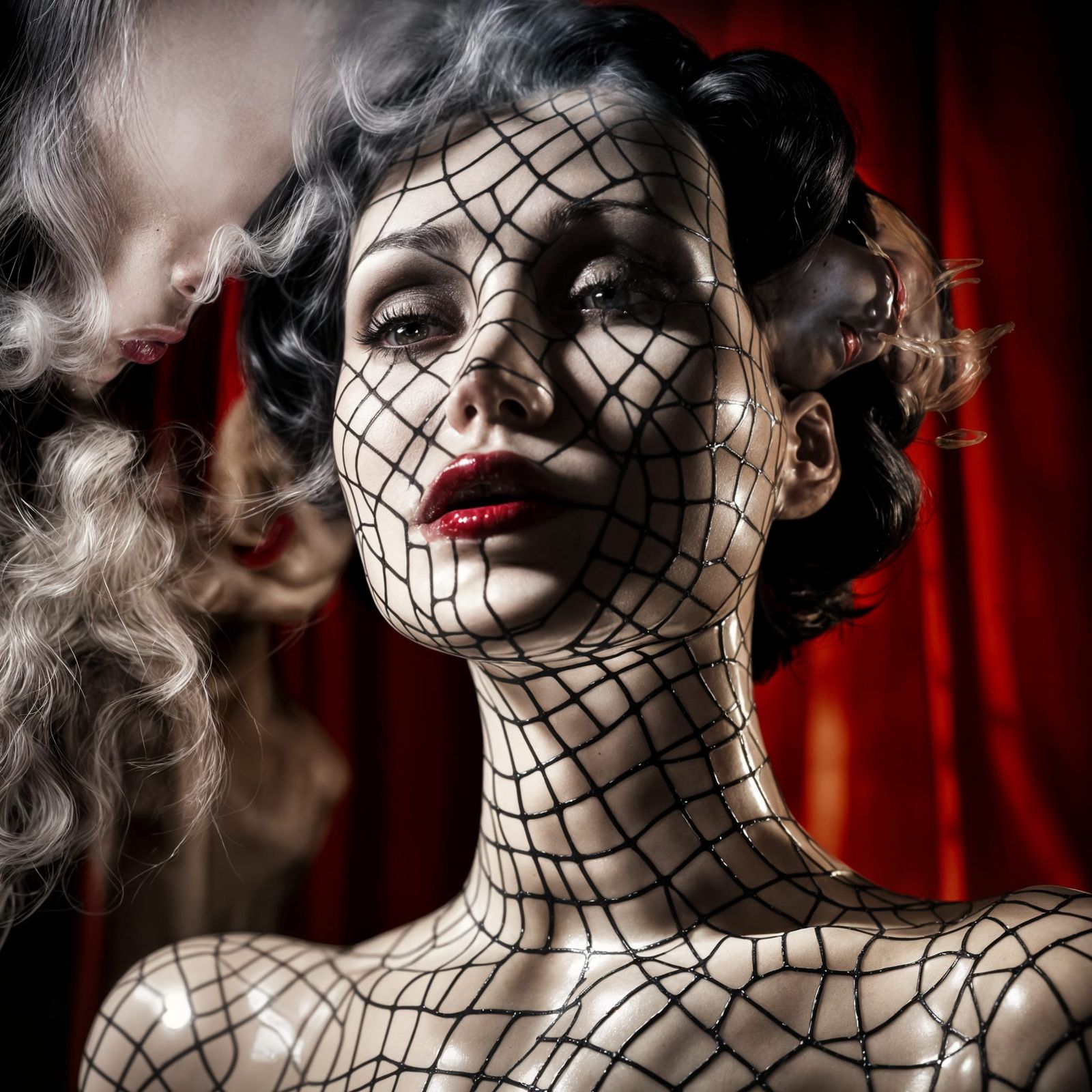 Noir Burlesque Mannequin in Film Noir Comic Art