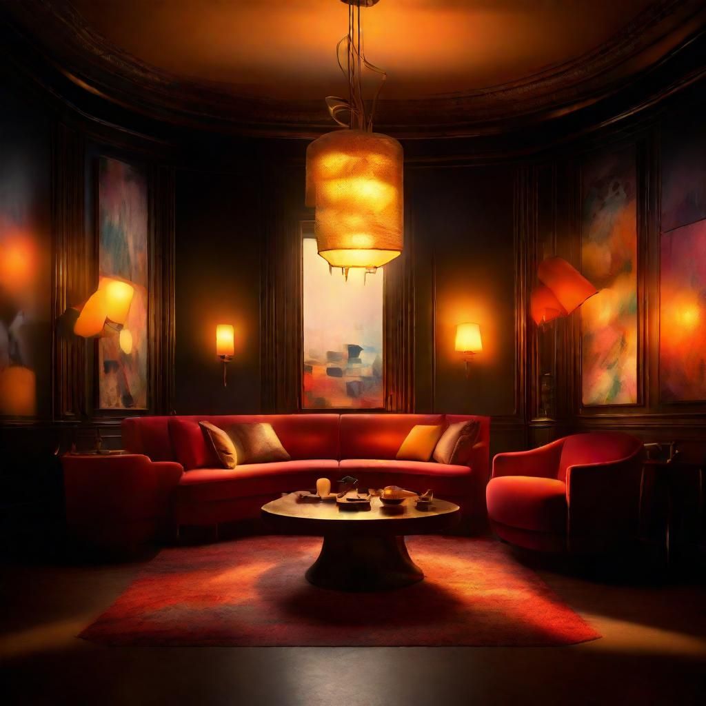 Avant-Garde Lamps in Expressionist Oil Painting