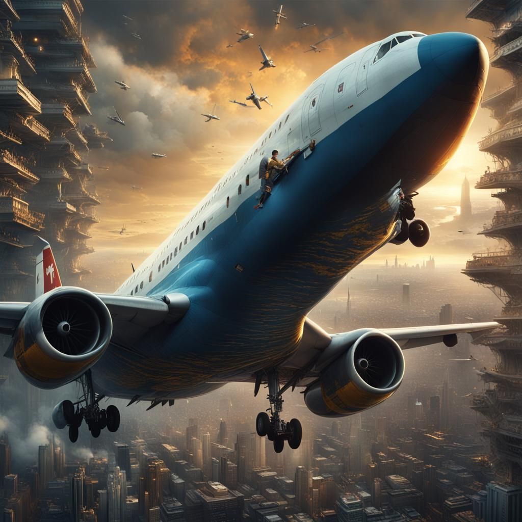 Epic Airplane in Dramatic Digital Matte Painting