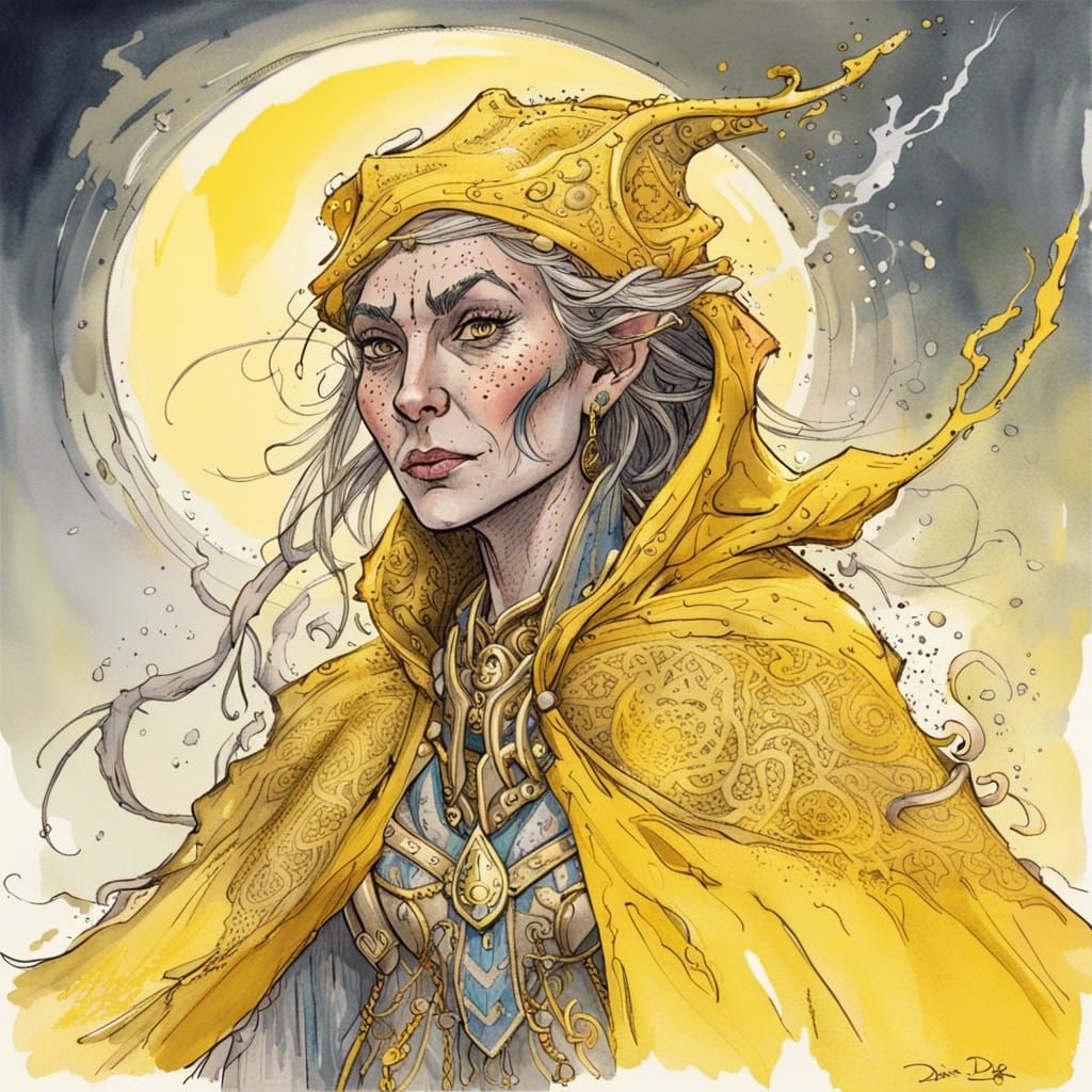 Female Troll Thunder Mage Portrait in Whimsical Style