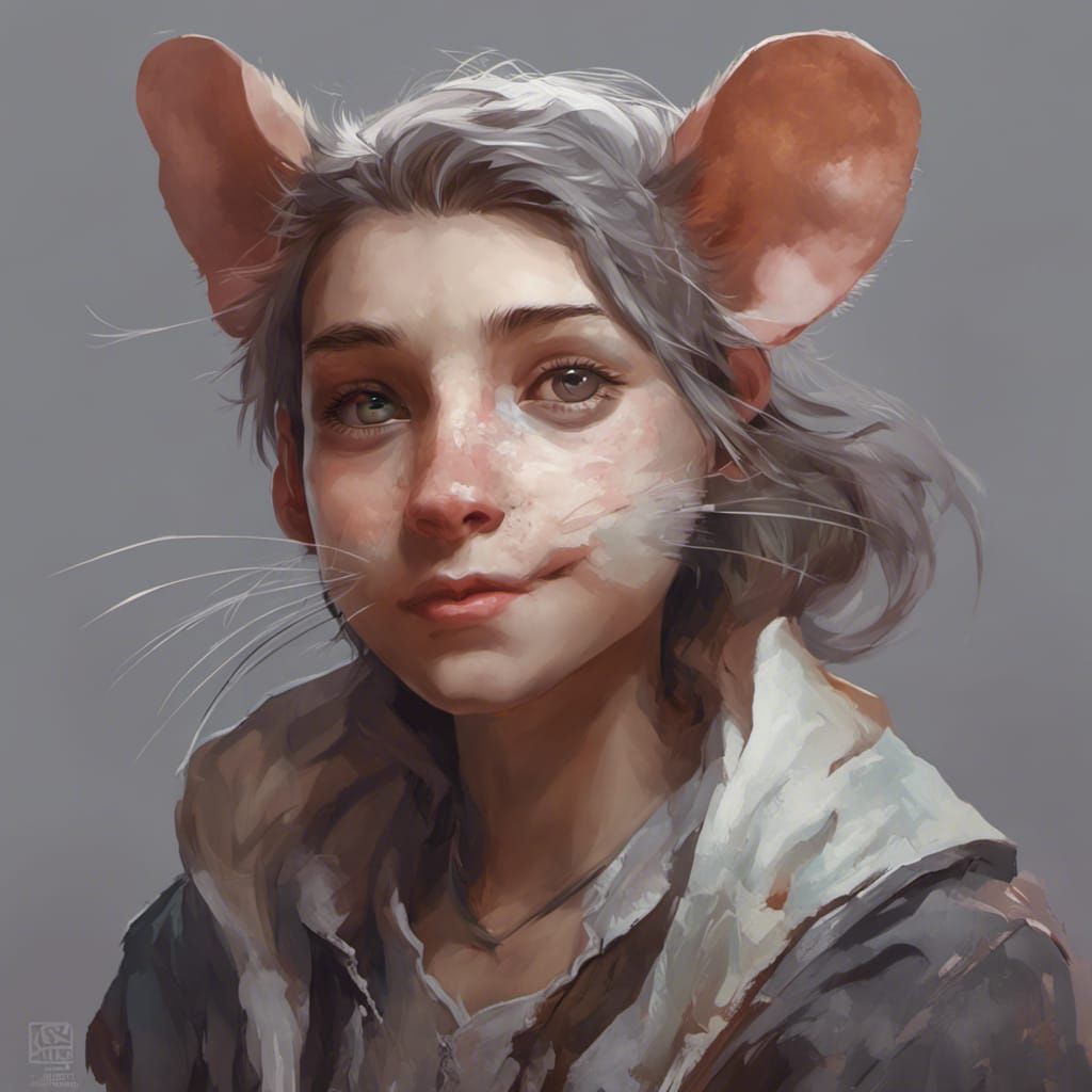 Detailed Portrait of Young Person Holding a Rat