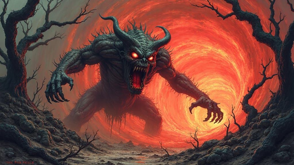 Grotesque Demon Unleashes Hellish Fury in Dark Fantasy Lands...