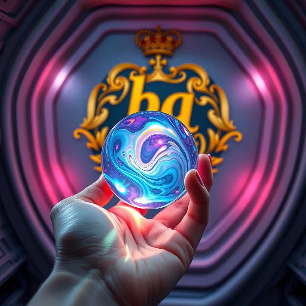 Luminous Glass Uncle Scrooge in a Woman's Hand, with Regal C...