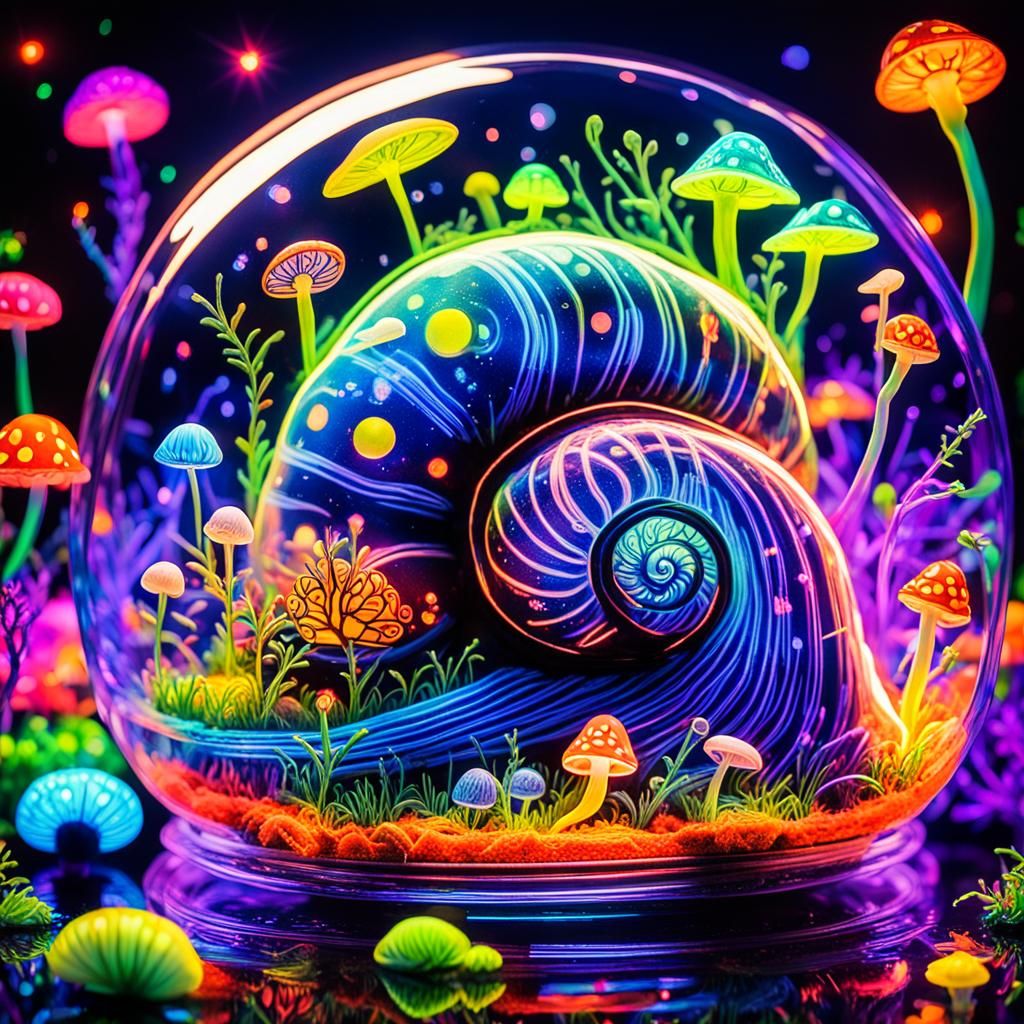 Fluorescent Snail with Miniature Fantasy World