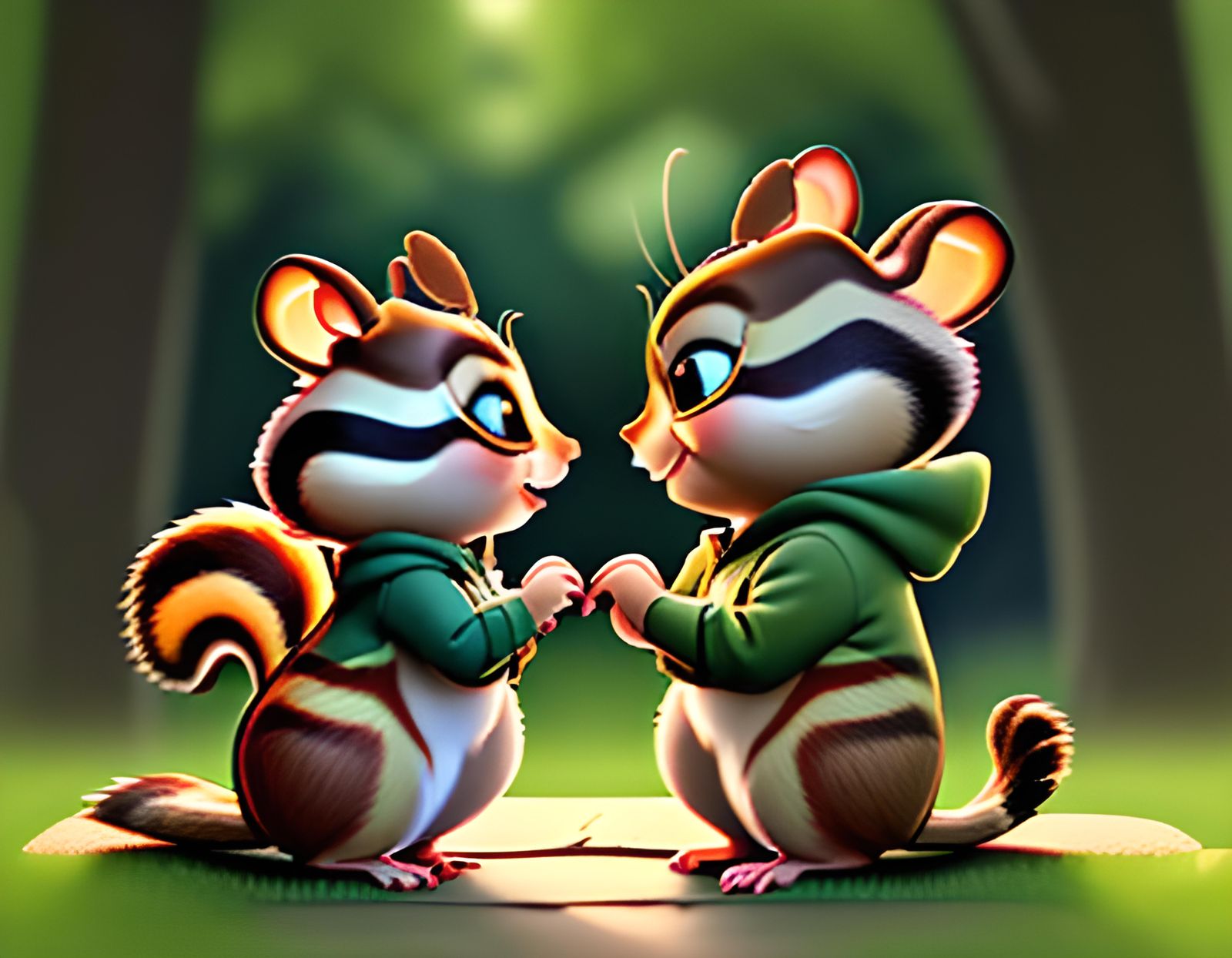 Chipmunk Couple in Love