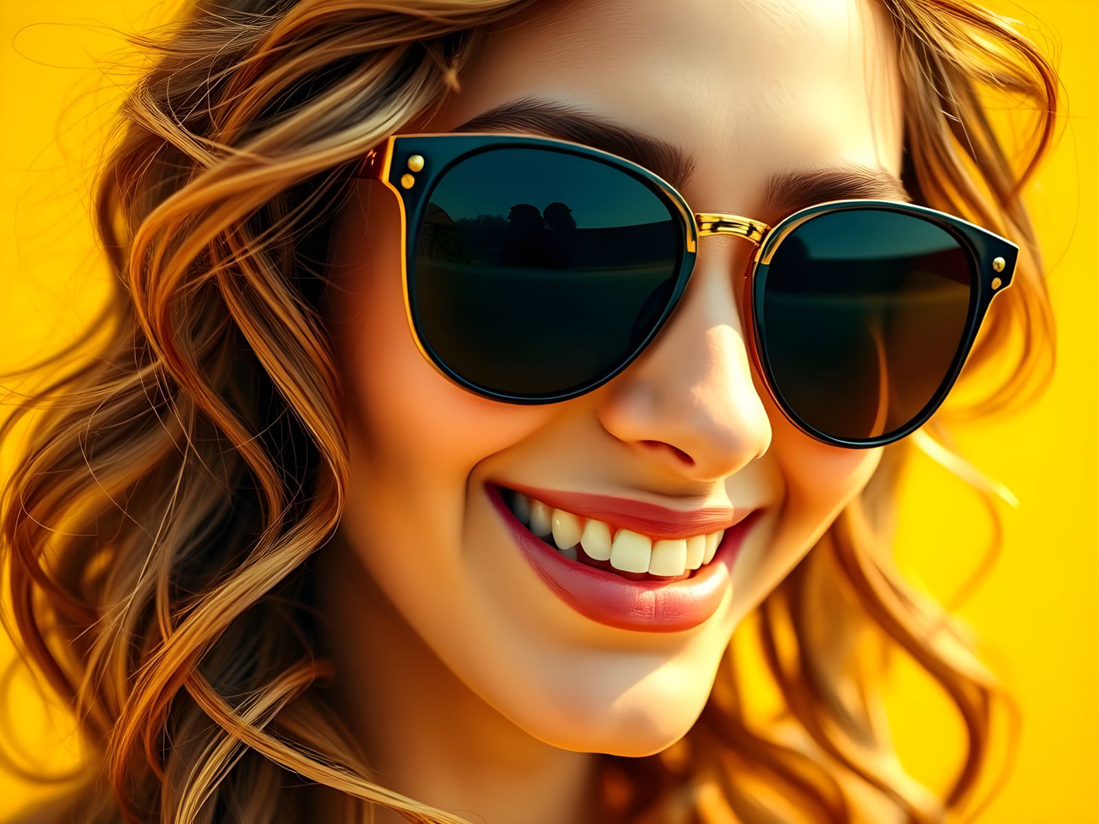 A close up of a person wearing sunglasses.
