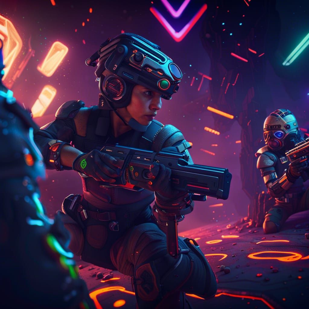 Laser Tag Game in Detailed Matte Painting