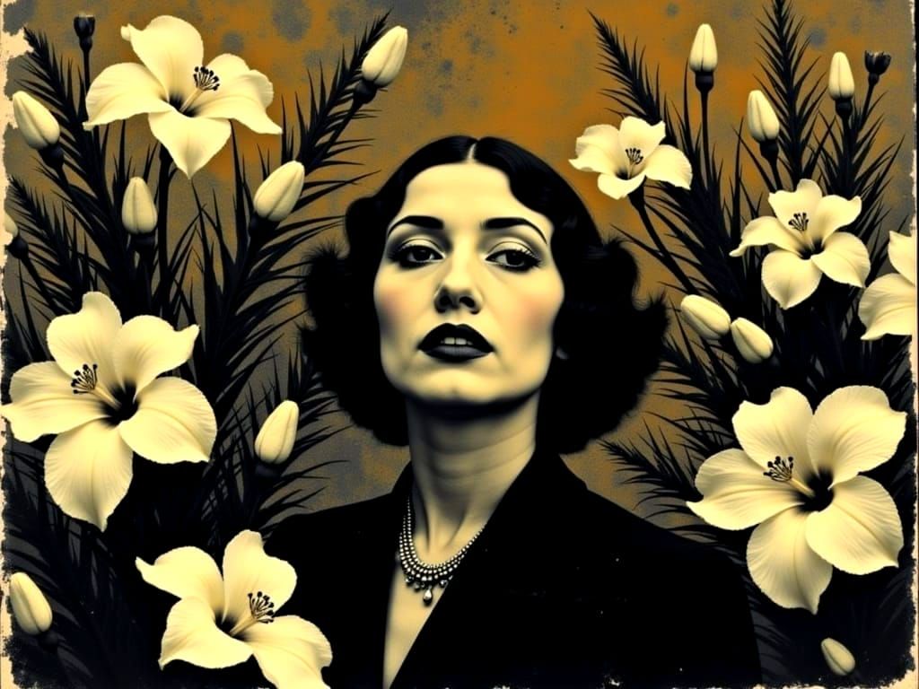 1940s Singer in Art Deco Impasto Digital Painting